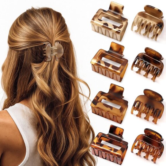 Charming Leopard Print Hair Clips - 8 PCS Ideal for Thin, Short, and Fine Hair - Picture 1 of 7